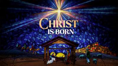 Christmas Stained Glass Christ is Born