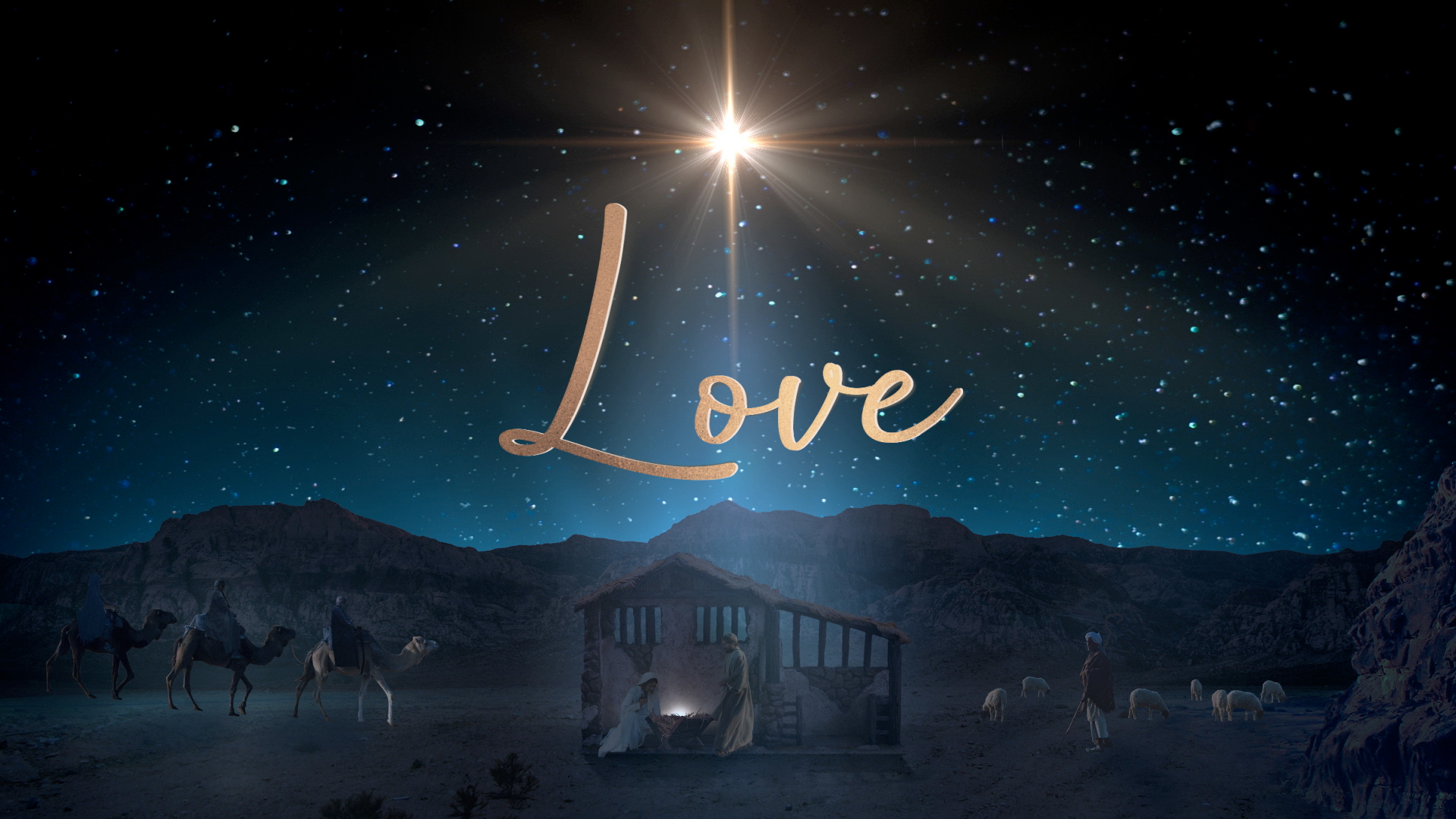 Starry Night Nativity Love | Motion Video Background