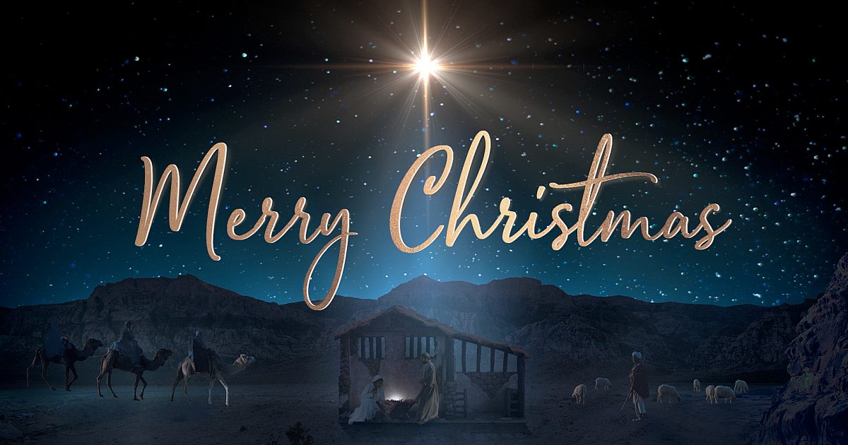 Starry Night Nativity Merry Christmas Motion Video Background